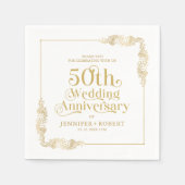 50周年記念結婚金ゴールドタイポグラフィ スタンダードカクテルナプキン (正面)