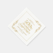 50周年記念結婚金ゴールドタイポグラフィ スタンダードカクテルナプキン (角)