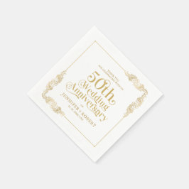 50周年記念結婚金ゴールドタイポグラフィ スタンダードカクテルナプキン