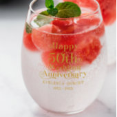 50周年記念結婚金ゴールドタイポグラフィ ステムなしワイングラス
