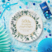 50周年記念結婚金ゴールドタイポグラフィ ペーパープレート (パーティー)