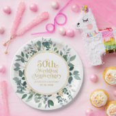 50周年記念結婚金ゴールドタイポグラフィ ペーパープレート (パーティー)