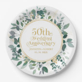 50周年記念結婚金ゴールドタイポグラフィ ペーパープレート (正面)