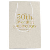 50周年記念結婚金ゴールドタイポグラフィ ミディアムペーパーバッグ (正面)