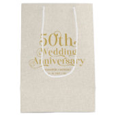 50周年記念結婚金ゴールドタイポグラフィ ミディアムペーパーバッグ (裏面)