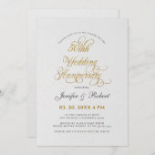 50周年記念結婚金ゴールドタイポグラフィ 招待状 (正面/裏面)