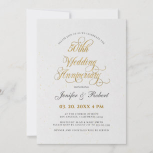 50周年記念結婚金ゴールドタイポグラフィ 招待状