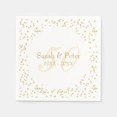 50周年記念結婚金ゴールドダスト紙吹雪 スタンダードカクテルナプキン (正面)