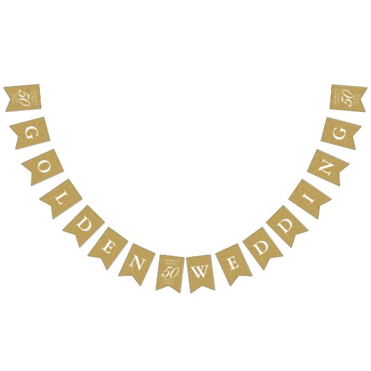 50周年記念結婚金ゴールドダスト紙吹雪 バンティングフラッグ (全)