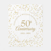 50周年記念結婚金ゴールドダスト紙吹雪 フリースブランケット (正面)