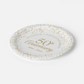 50周年記念結婚金ゴールドダスト紙吹雪 ペーパープレート (アングル)