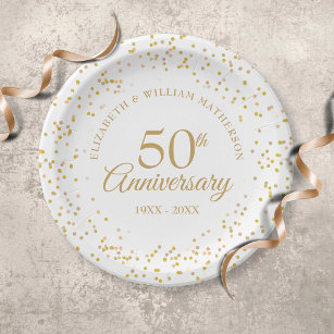 50周年記念結婚金ゴールドダスト紙吹雪 ペーパープレート