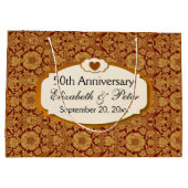 50周年記念結婚金ゴールドダマスク ラージペーパーバッグ (裏面)