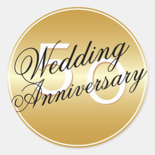 50周年記念結婚金ゴールドトーンステッカー ラウンドシール