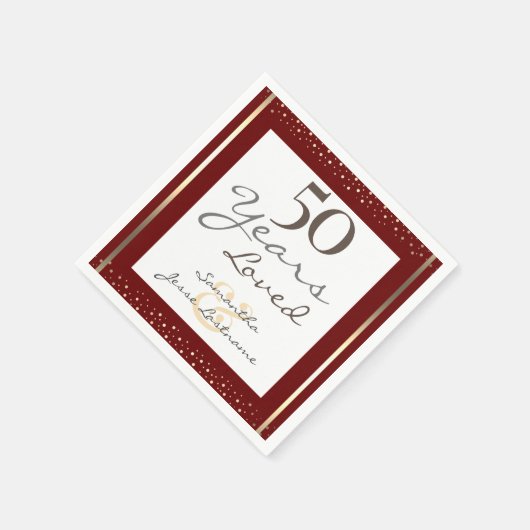 50周年記念結婚金ゴールドナエレガントプキン スタンダードカクテルナプキン (角)