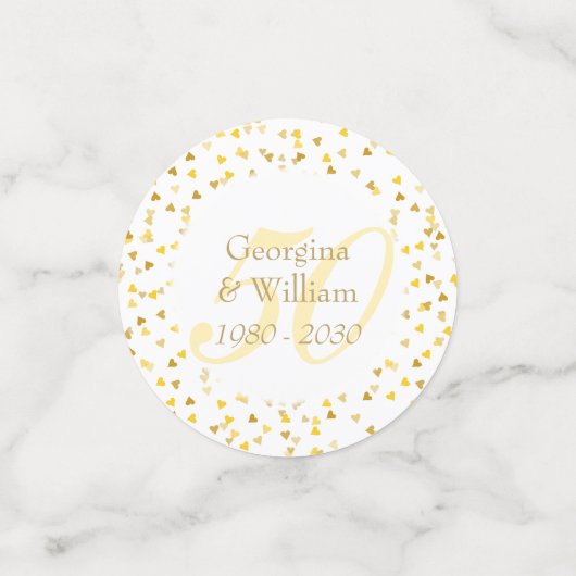 50周年記念結婚金ゴールドハート紙吹雪 コンフェッティ (スモール正面)