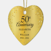 50周年記念結婚金ゴールドハート紙吹雪 セラミックオーナメント (左)