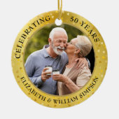 50周年記念結婚金ゴールドハート2写真 セラミックオーナメント (正面)