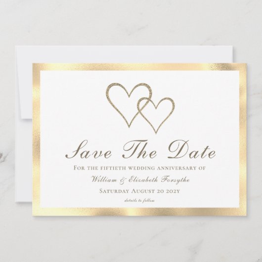 50周年記念結婚金ゴールドハート セーブザデート (正面)
