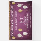 50周年記念結婚金ゴールドバルーン 横断幕 (縦)