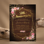 50周年記念結婚金ゴールドピ素朴ンクフローラ 招待状