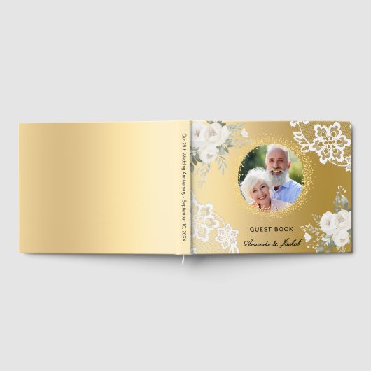 50周年記念結婚金ゴールドフォトレースフローラ ゲストブック (全面)