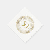 50周年記念結婚金ゴールドフローラフレーム2 スタンダードカクテルナプキン (角)