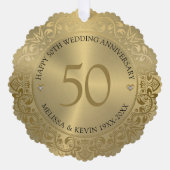 50周年記念結婚金ゴールドフローラフレーム オーナメントカード (正面)