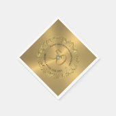 50周年記念結婚金ゴールドフローラフレーム スタンダードカクテルナプキン (角)