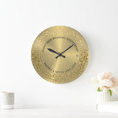 50周年記念結婚金ゴールドフローラフレーム ラージ壁時計 (ホーム)