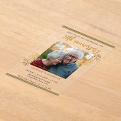 50周年記念結婚金ゴールドフローラ写真 アクリル招待状 (レイダウン)