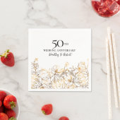 50周年記念結婚金ゴールドフローラ スタンダードカクテルナプキン (インサイチュ)