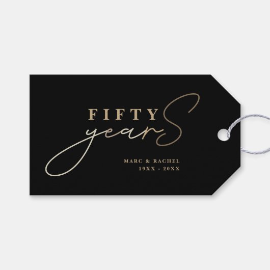 50周年記念結婚金ゴールドブラック ギフトタグ (正面(横))