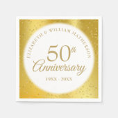 50周年記念結婚金ゴールドホイル スタンダードカクテルナプキン (正面)