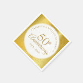50周年記念結婚金ゴールドホイル スタンダードカクテルナプキン (角)