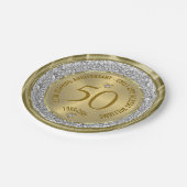 50周年記念結婚金ゴールドホワイトダイヤモンド ペーパープレート (アングル)