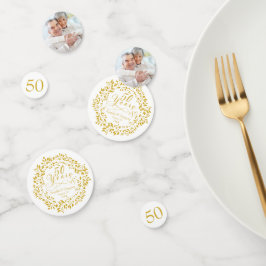 50周年記念結婚金ゴールドリース50写真 コンフェッティ
