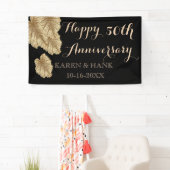 50周年記念結婚金ゴールドリーフフェイクエレガント 横断幕 (インサイチュ)