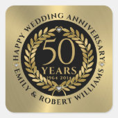 50周年記念結婚金ゴールドローレルリース スクエアシール (正面)