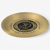 50周年記念結婚金ゴールドローレルリース ペーパープレート (アングル)