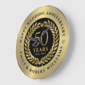 50周年記念結婚金ゴールドローレルリース ラージ壁時計 (傾斜)