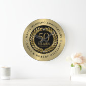 50周年記念結婚金ゴールドローレルリース ラージ壁時計 (ホーム)