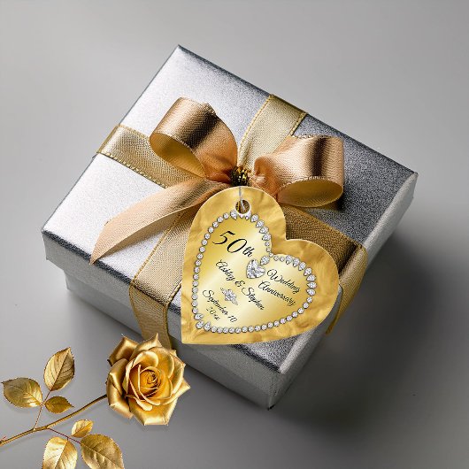 50周年記念結婚金ゴールド写真 フェイバータグ