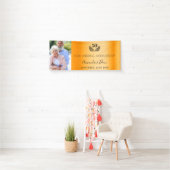 50周年記念結婚金ゴールド写真 横断幕 (インサイチュ)