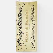 50周年記念結婚金ゴールド披露宴バナー 横断幕 (縦)