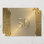 50周年記念結婚金ゴールド映画の渦巻き 招待状 (正面/裏面)