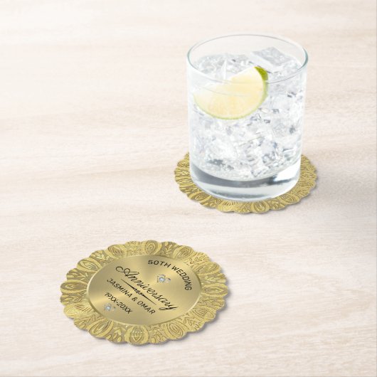 50周年記念結婚金ゴールド曼荼羅 ペーパーコースター (インサイチュ)