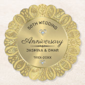 50周年記念結婚金ゴールド曼荼羅 ペーパーコースター (正面)