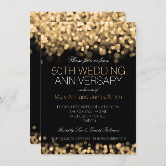 50周年記念結婚金ゴールド灯 招待状 (正面/裏面)