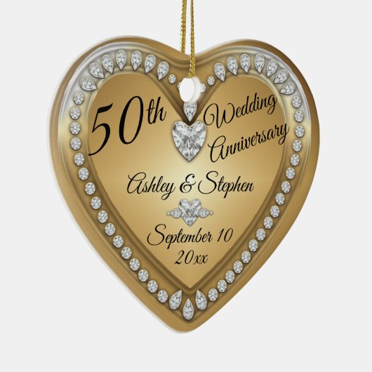 50周年記念結婚金ゴールド記念品 セラミックオーナメント (右)